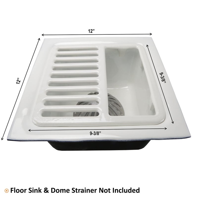 GSW Cast Iron Porcelain Floor Sink Top Grate with Ceramic Surface FS-T1/2, 9-â…œâ€ x 9-â…œâ€ x 1-Â¼â€ - Perfect for Restaurant, Bar, Buffet (Â½ Size) - Image 5